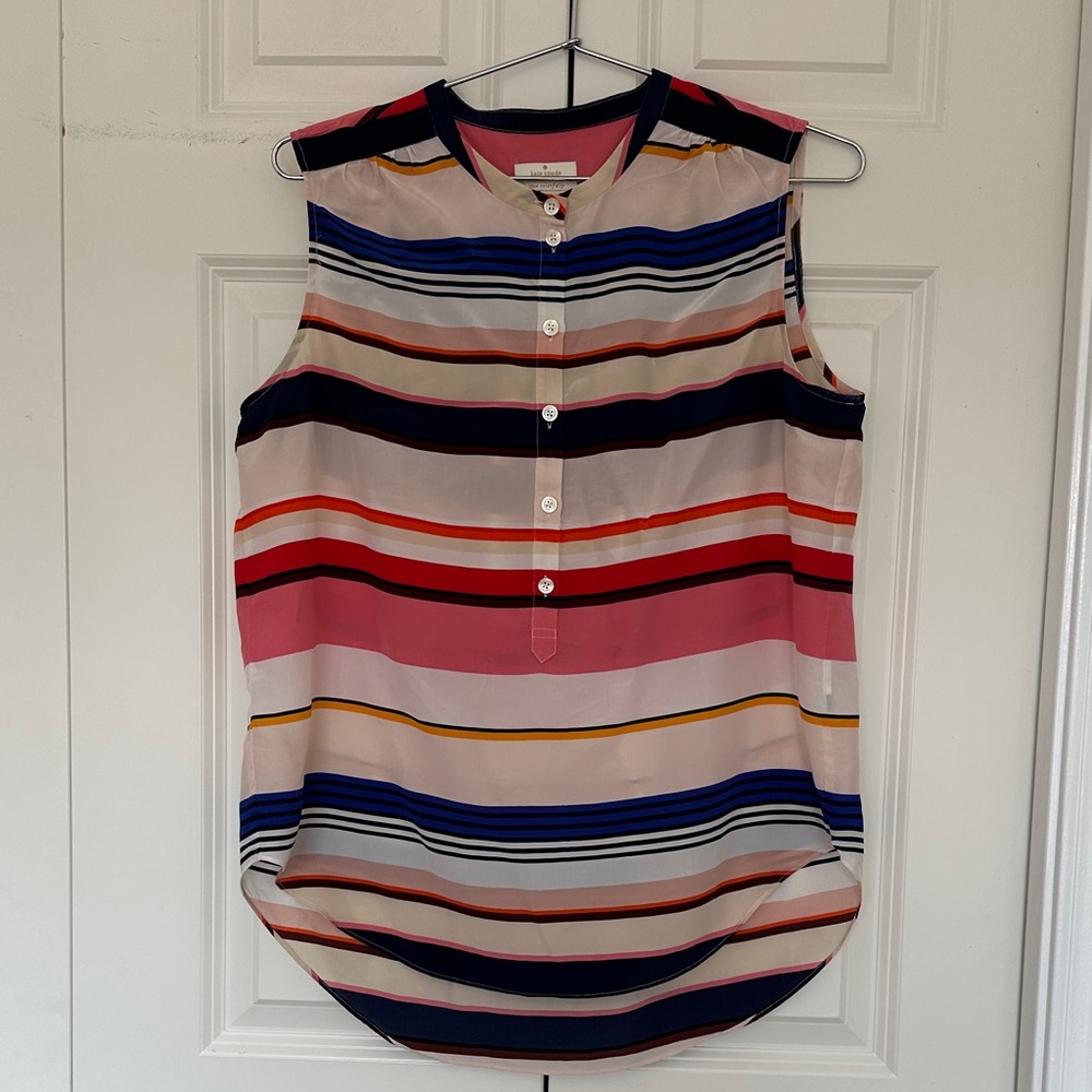 Kate Spade New York Live Colorfully sleeveless blouse multi striped silk